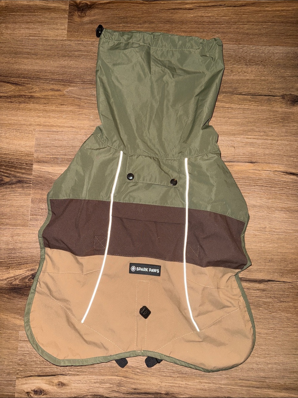 Spark Paws Olive, Brown & Tan Waterproof Dog Jacket with Hood